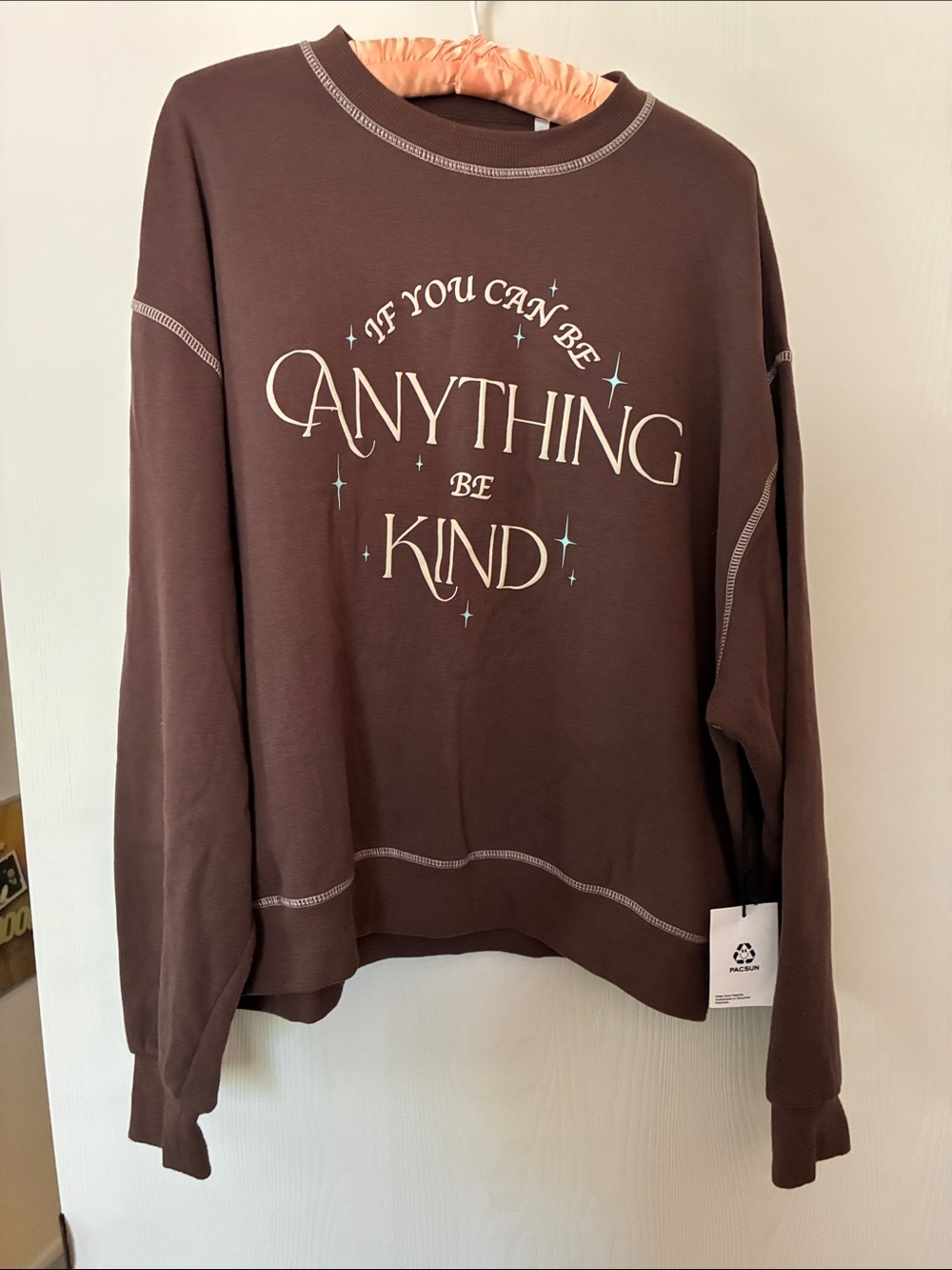 PacSun Brown 'If You Can Be Anything Be Kind' Sweatshirt, small
NWT